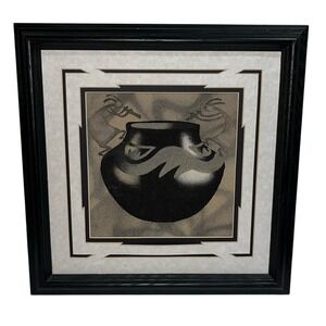 Framed Navajo Sand Painting Art 14" x‎ 14"